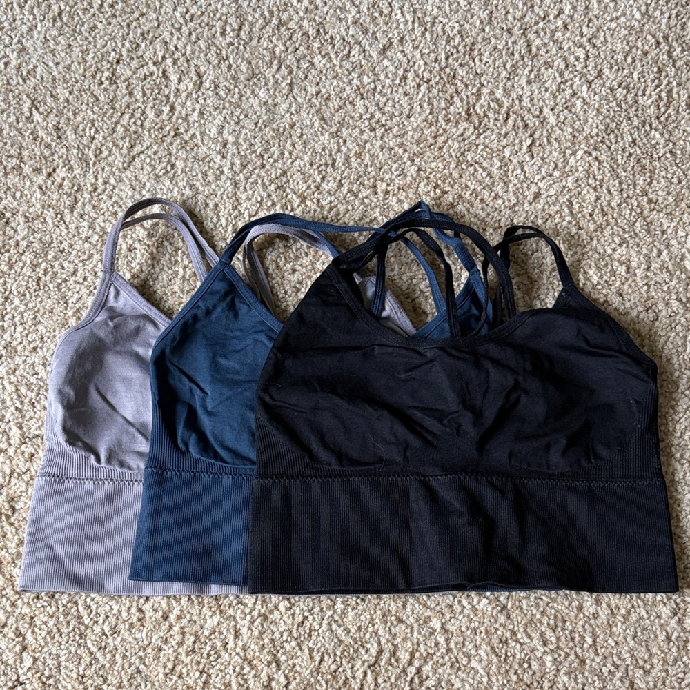 Women's Sports Bra Set - Black, Blue, Purple